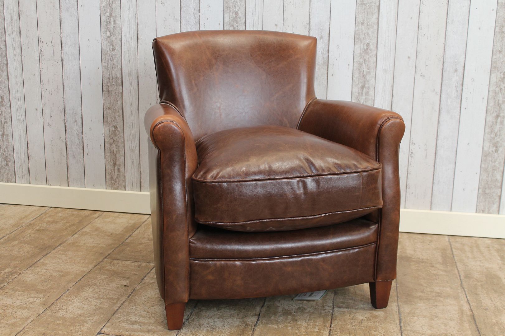 VINTAGE STYLE CLUB LEATHER ARMCHAIR AGED LEATHER eBay